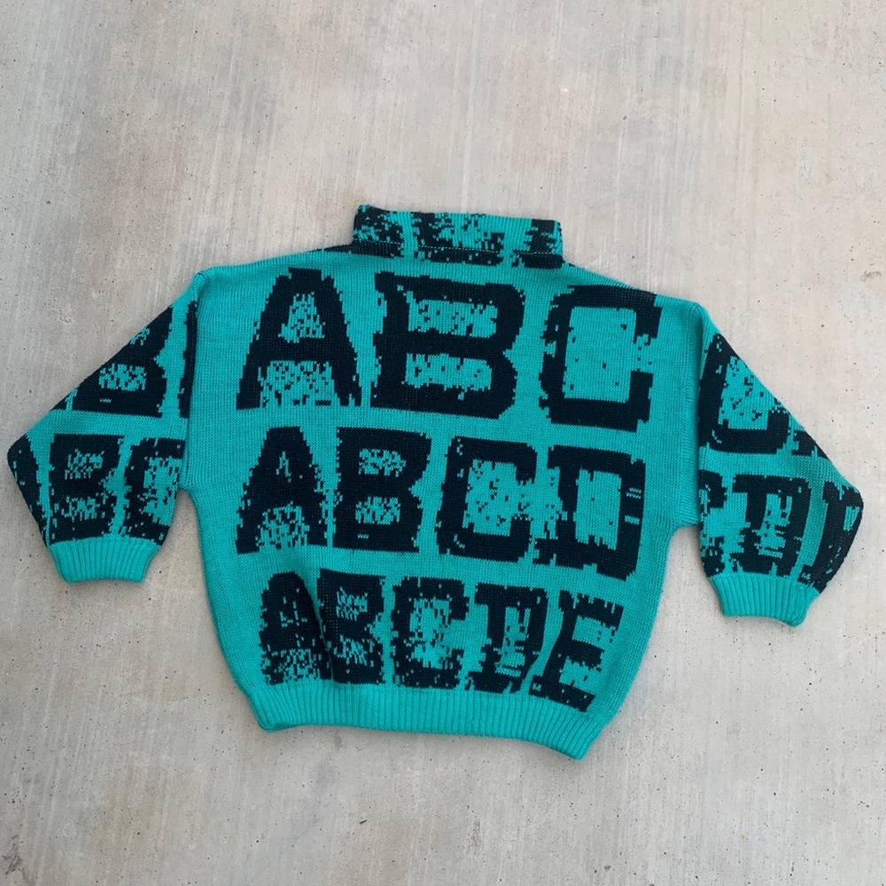Vintage Mock Neck Kids ABC sweater, Kids Size L